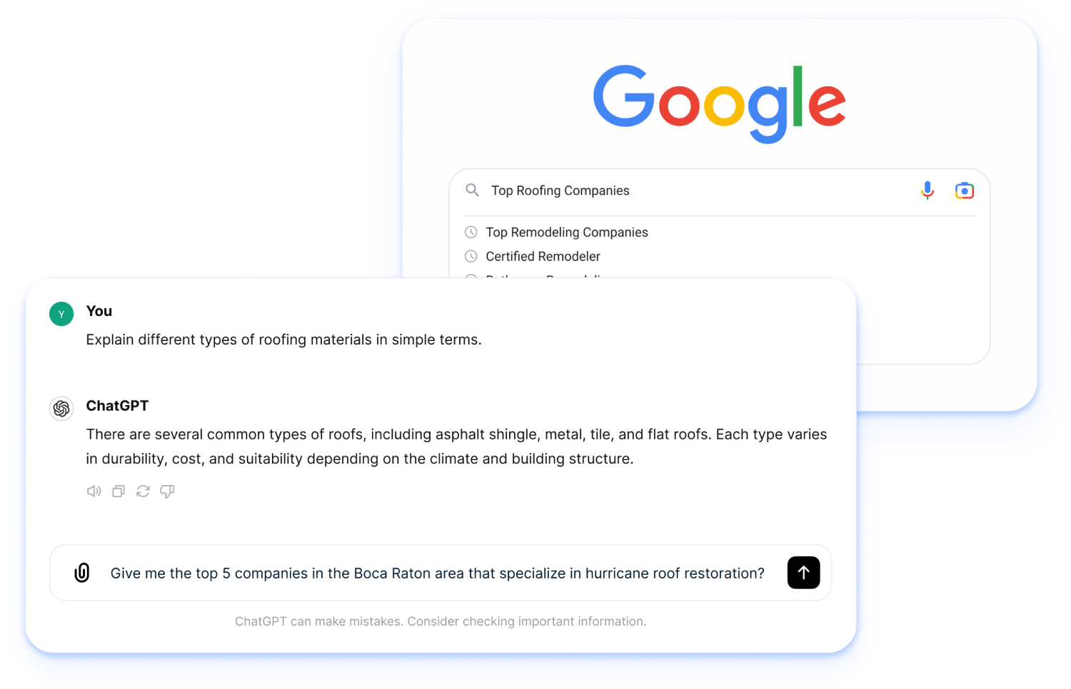 Contractor website appearing in ChatGPT AI search results