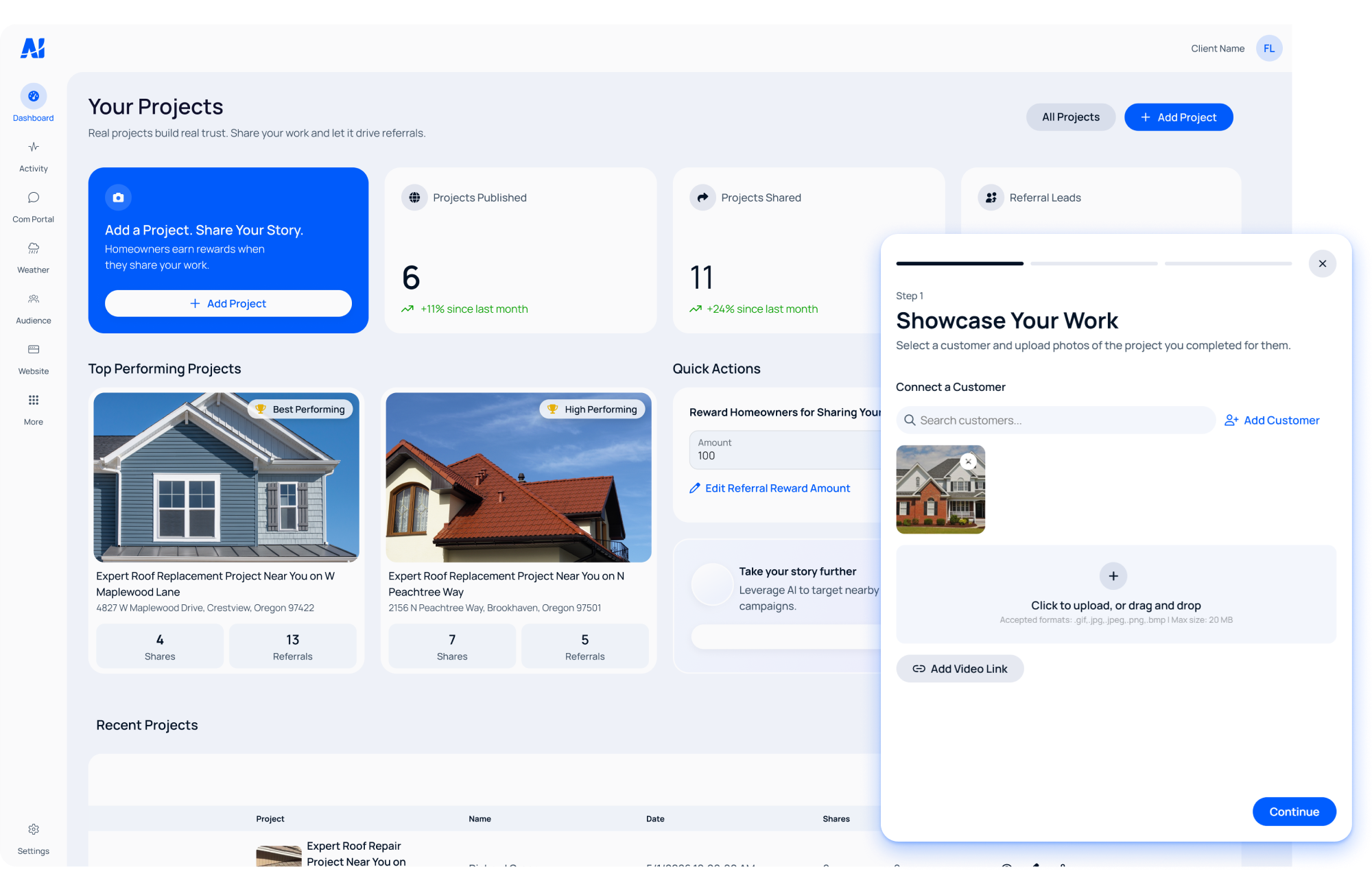 Project Showcase screenshot