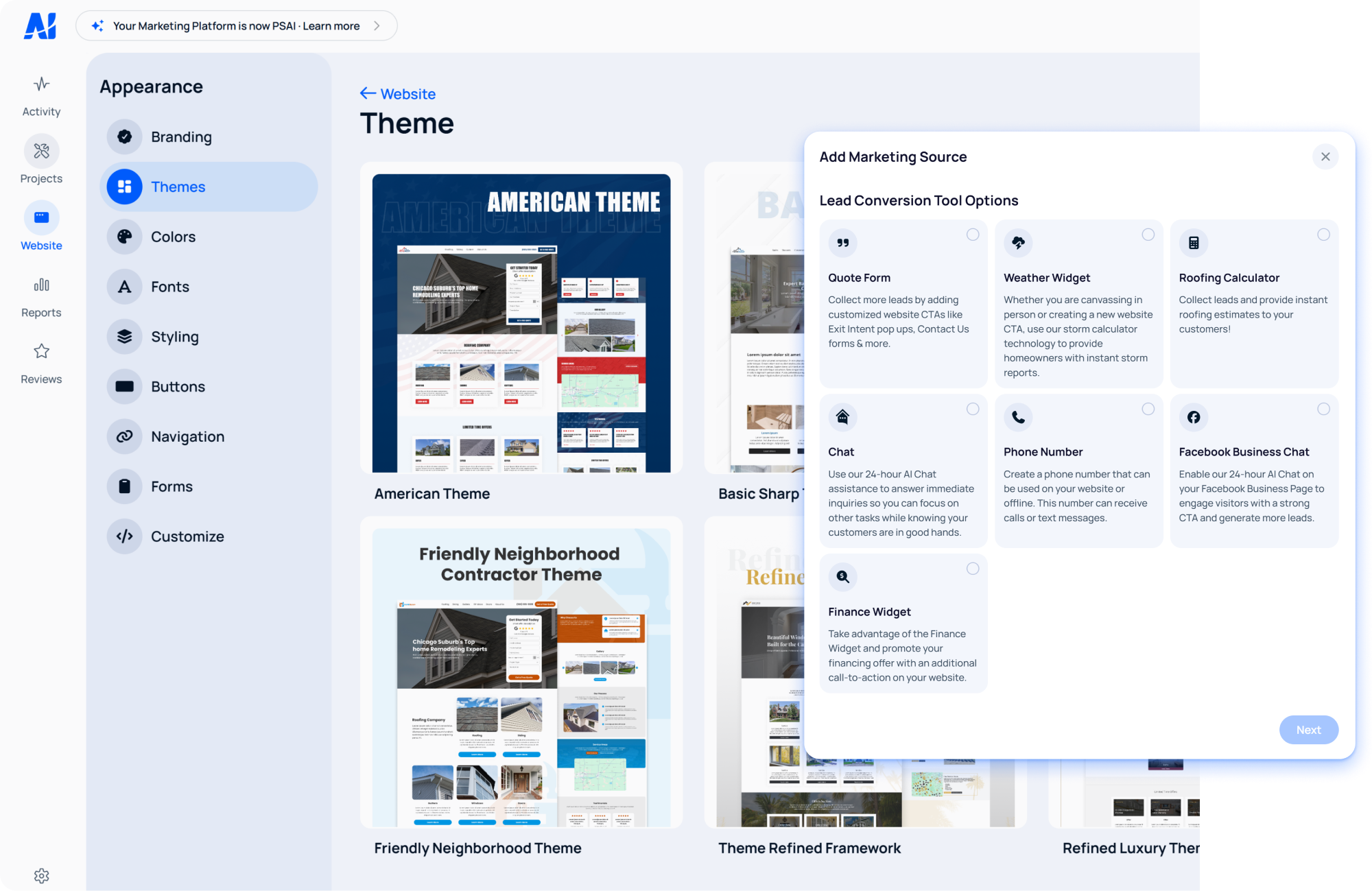 Website Platform screenshot