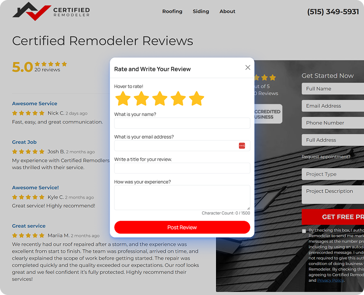 On-site reviews with schema markup