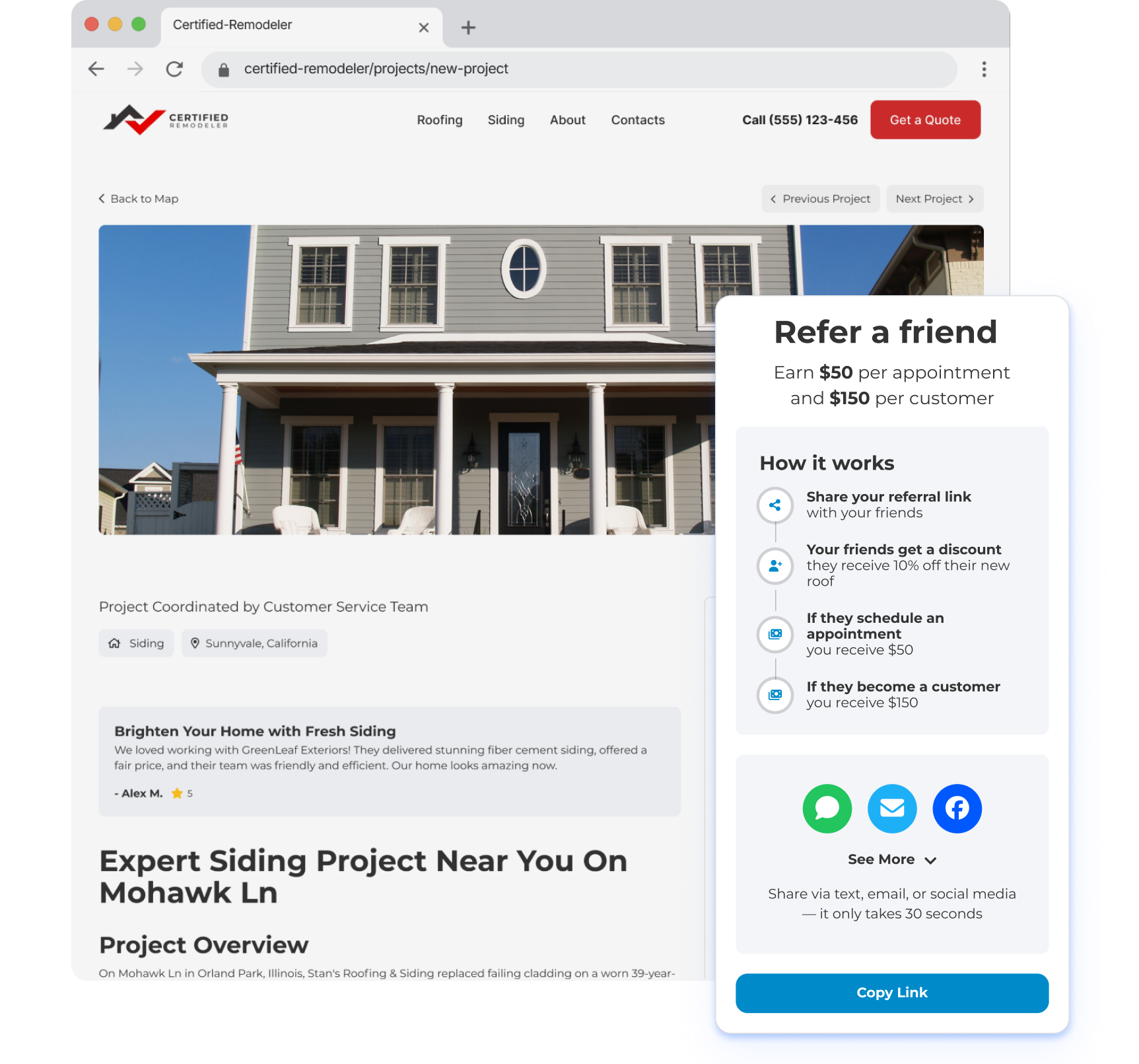 Referral sharing experience on mobile
