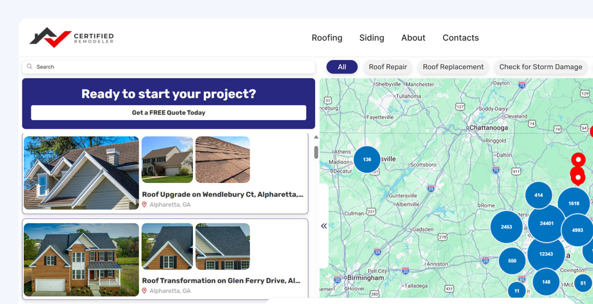 Project Showcase page with AI-written content, before and after photos, and SEO-optimized URL